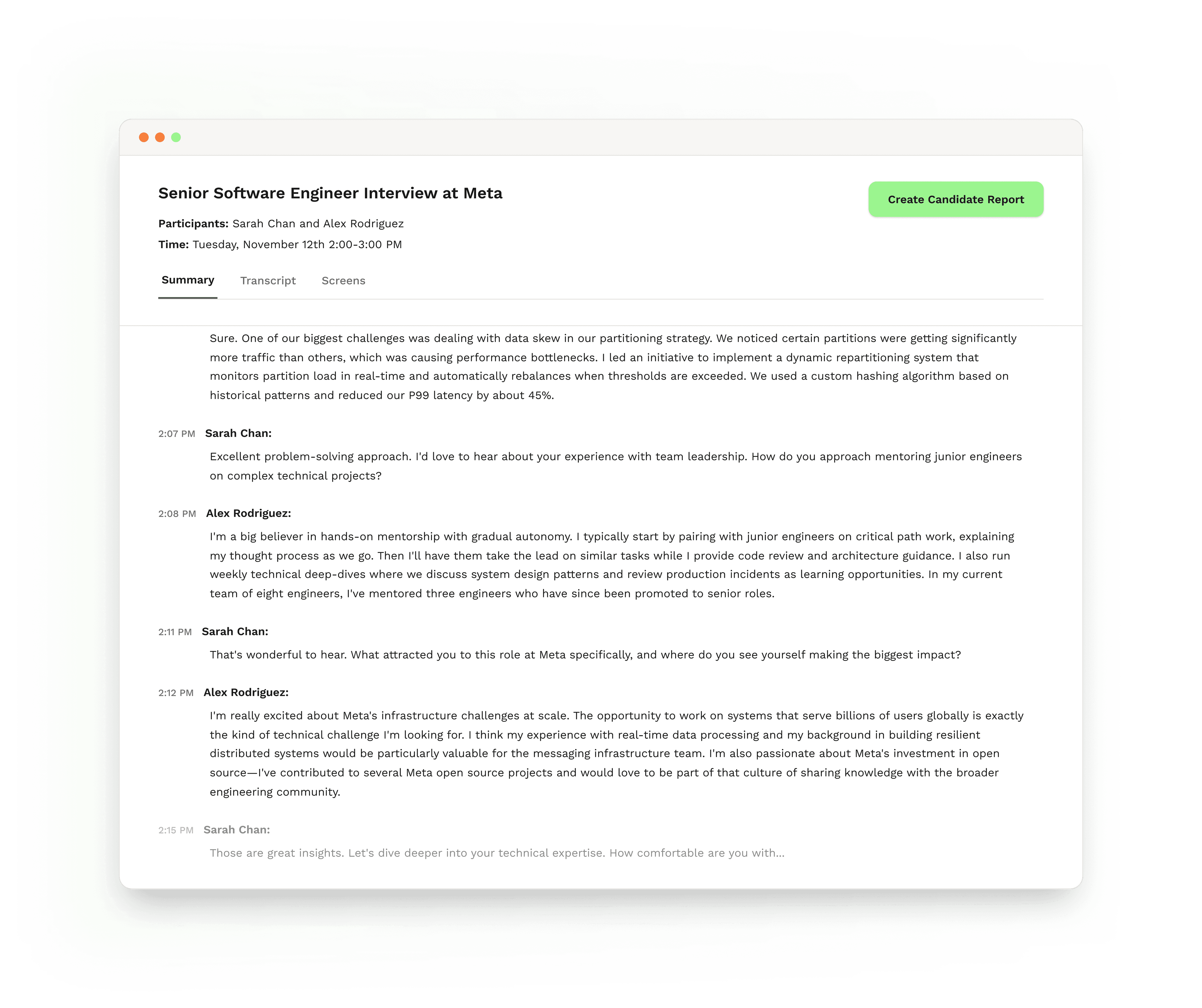 Shortlists AI notetaker capturing interview notes