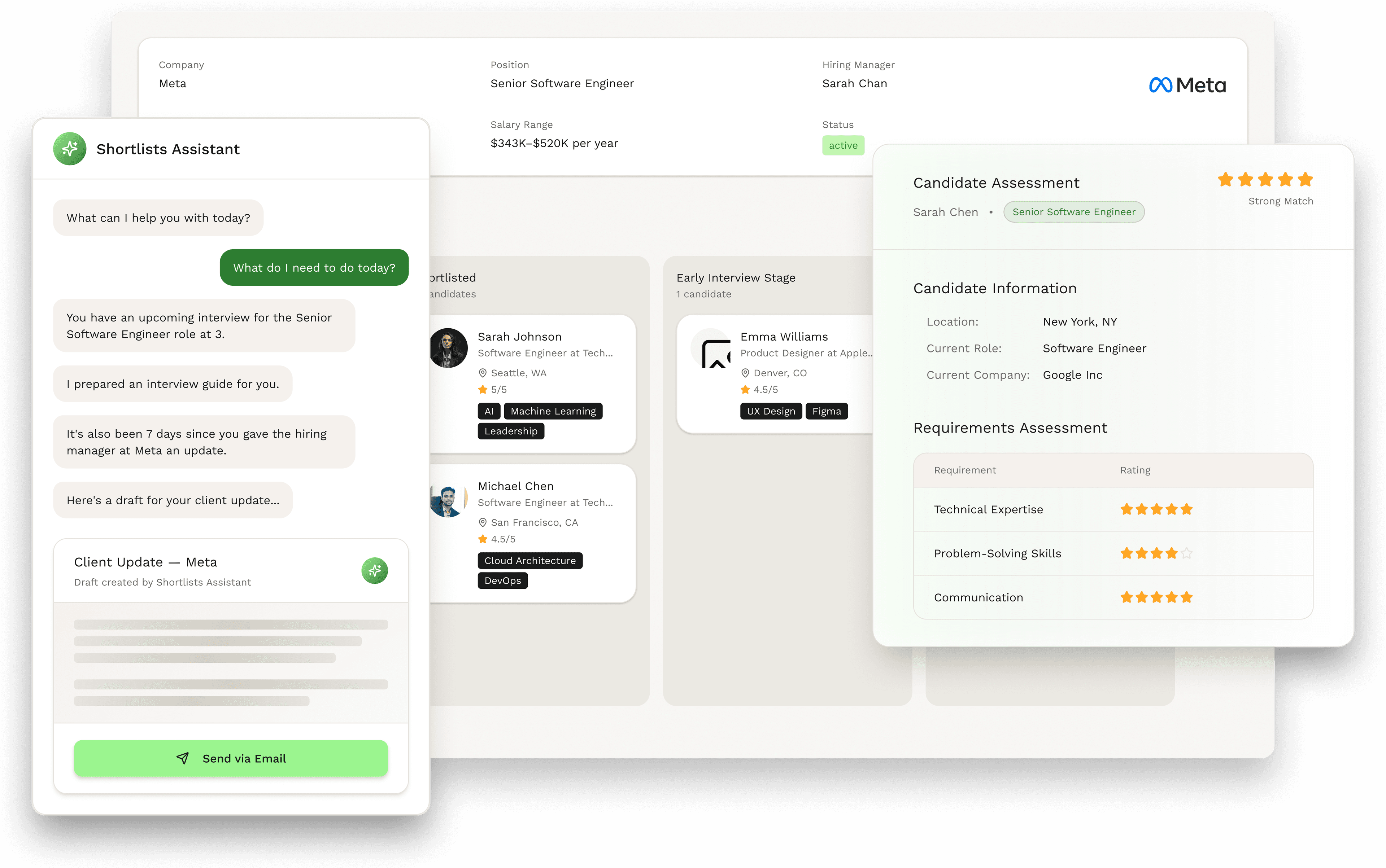Shortlists pipeline and candidate assessment view