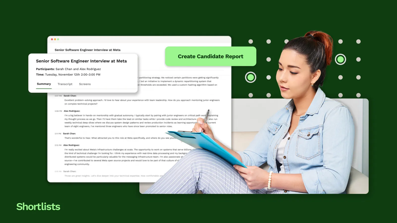 An AI interview notetaker joining a recruiter's video call and transcribing in real time.