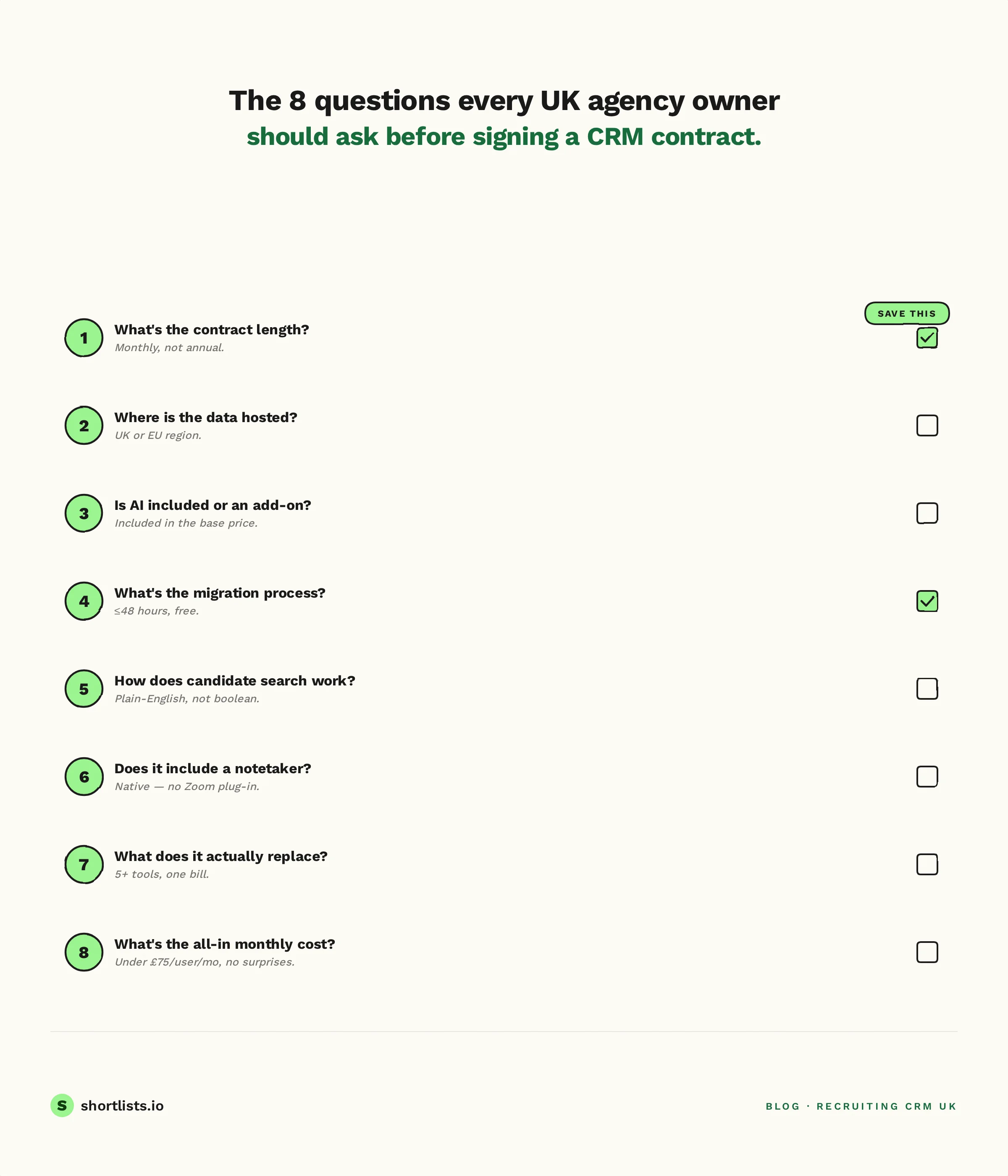 Eight-question recruiting CRM evaluation checklist