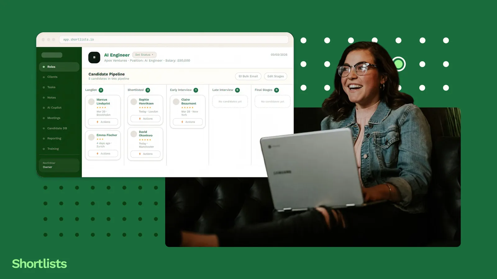 A recruiting CRM holding clients, candidates, and live jobs together in one place — what a small UK agency needs beyond a spreadsheet.